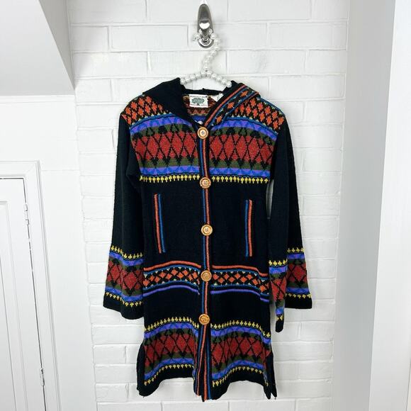 Vintage Organically Grown Sweaters by Arpeja Long Cardigan Size S - Picture 1 of 13